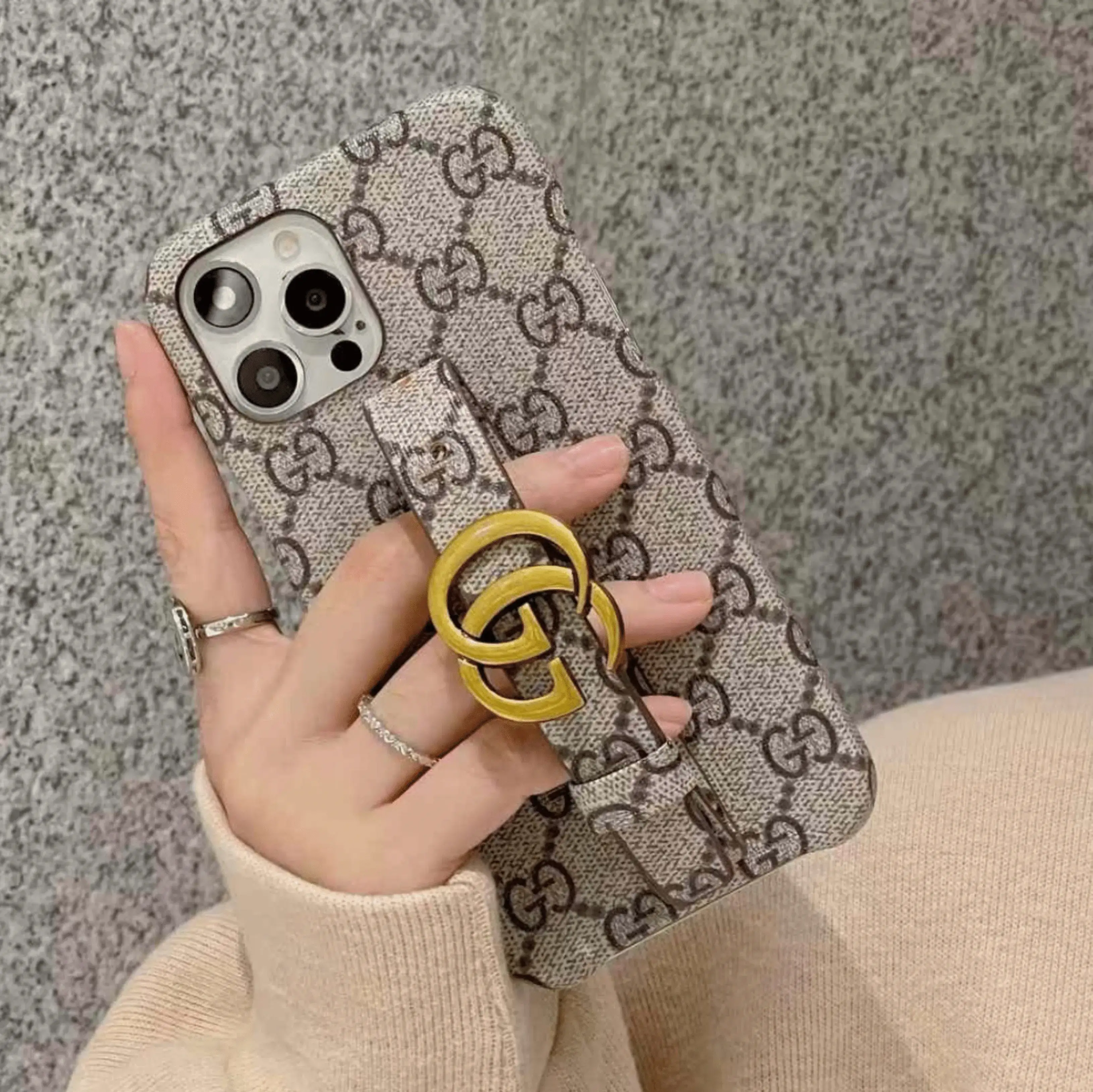 Luxury Branded Designer Leather Case For iPhone With Belt Holder