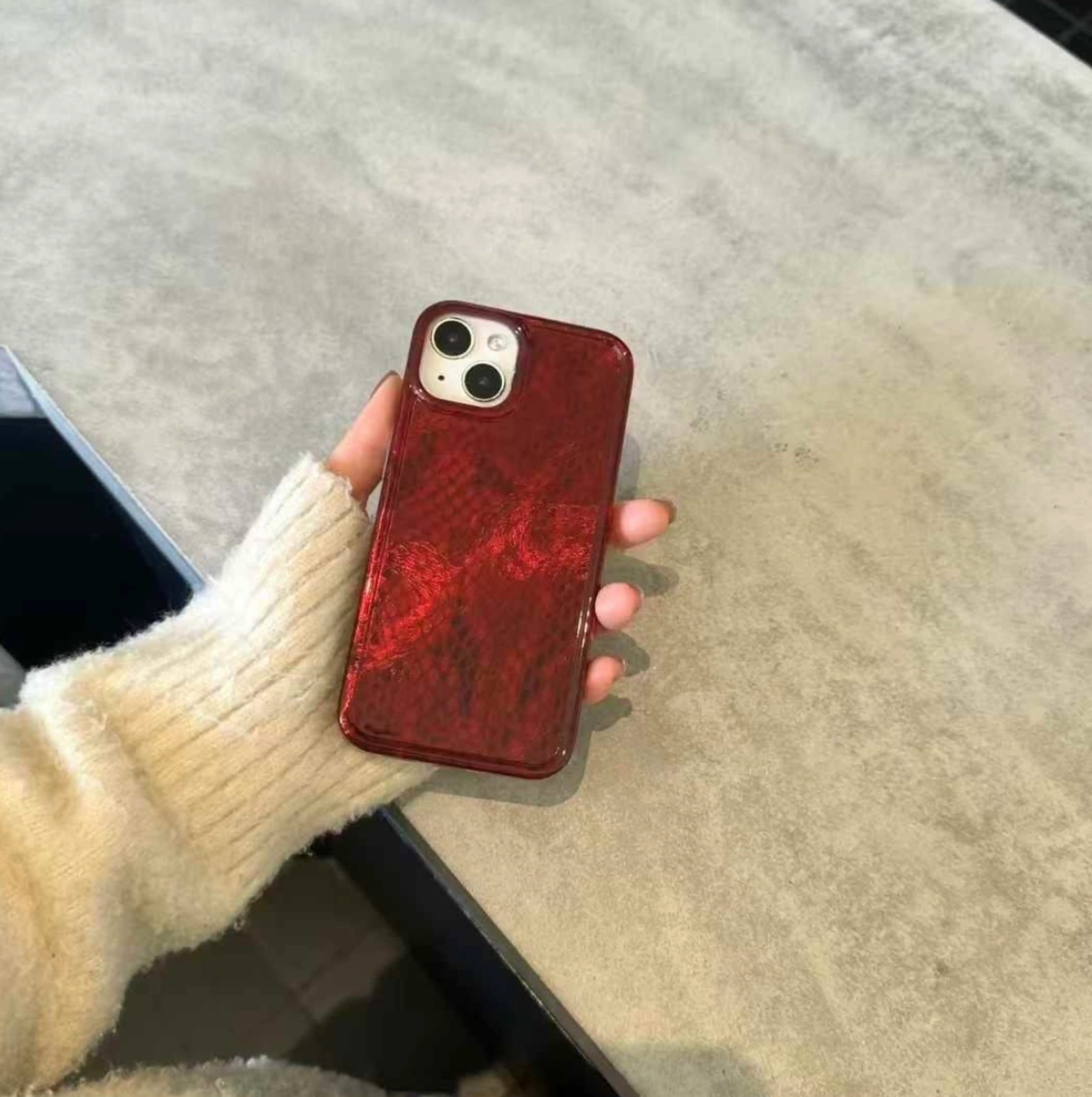 Snake Skin Pattern Silicon Case For iPhone (Wine Red)
