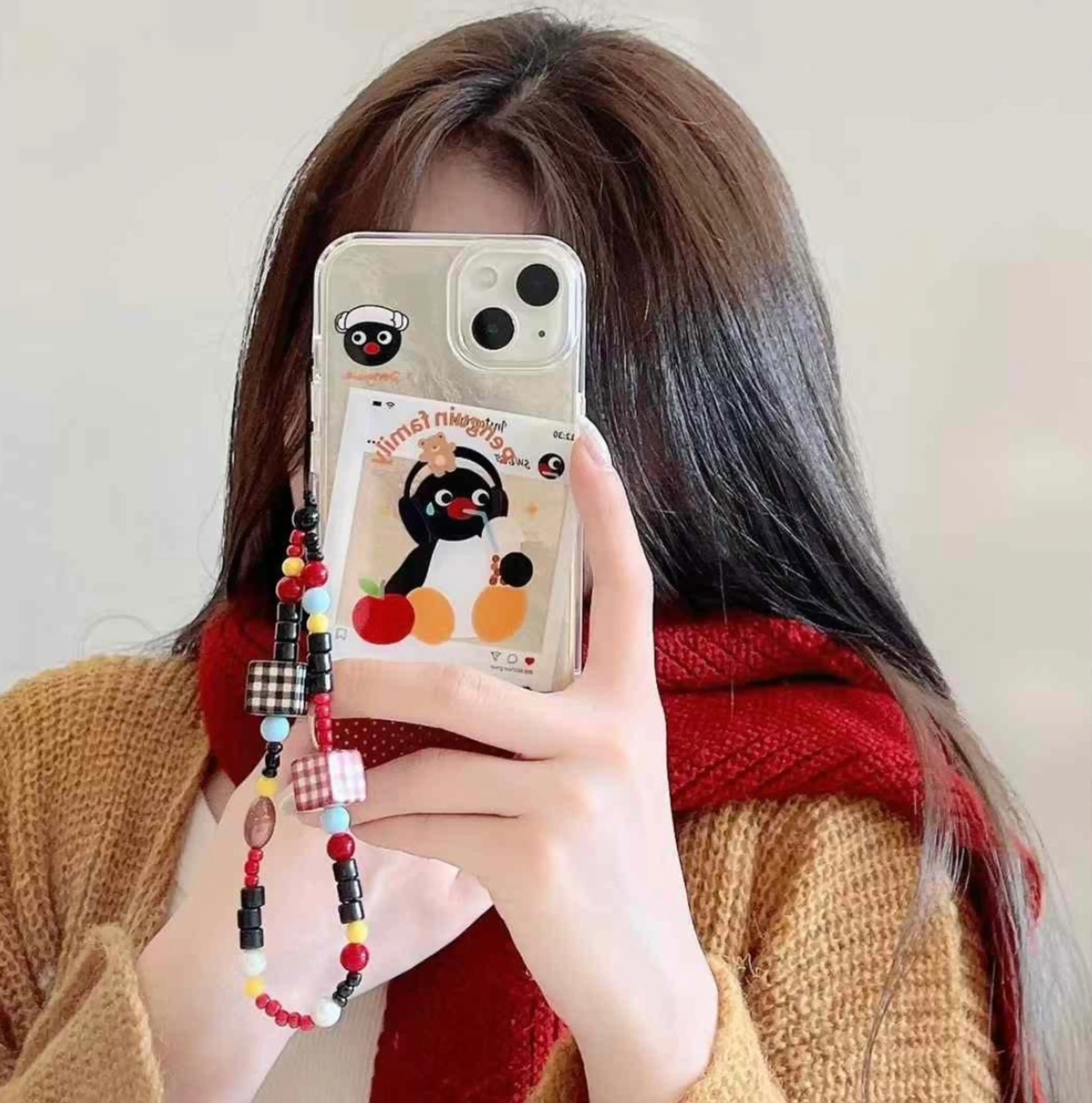 Pingu Family Holographic Silicon iPhone Case With Cute Charm